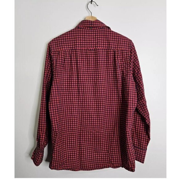 Nordstrom Shirt Mens Medium Tech Regular Fit Button Down Up Red Plaid Workwear - Picture 2 of 5